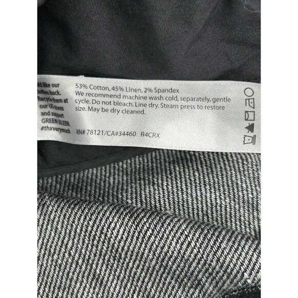 Eileen Fisher Jacket Medium Black Linen Blend Speckled Lightweight Snaps Zip Up - Picture 9 of 11